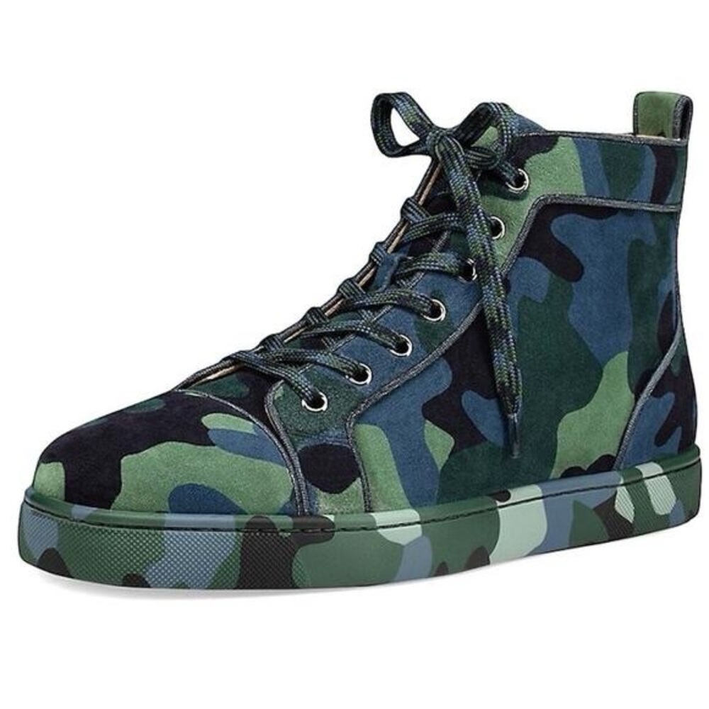 Christian Louboutin Louis Orlato Camouflage Suede Hi-Top Sneaker 41.5🔥